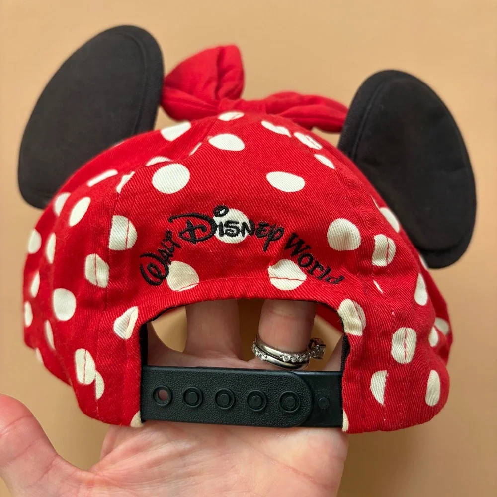 Walt Disney World Kids Minnie Mouse Polka Dot Snapback Hat with Ears and Bow